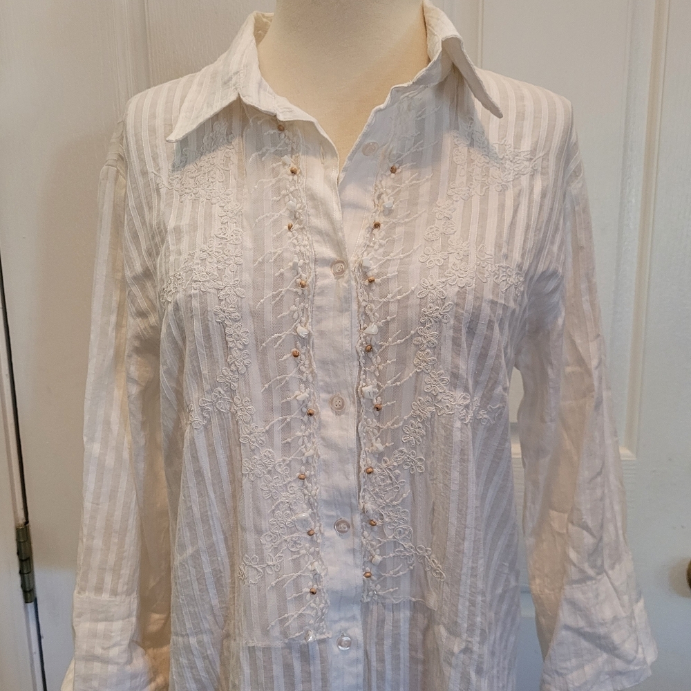 White Embroidered Sun Dress Couture Antican Sartoria Beach Beachcore Small